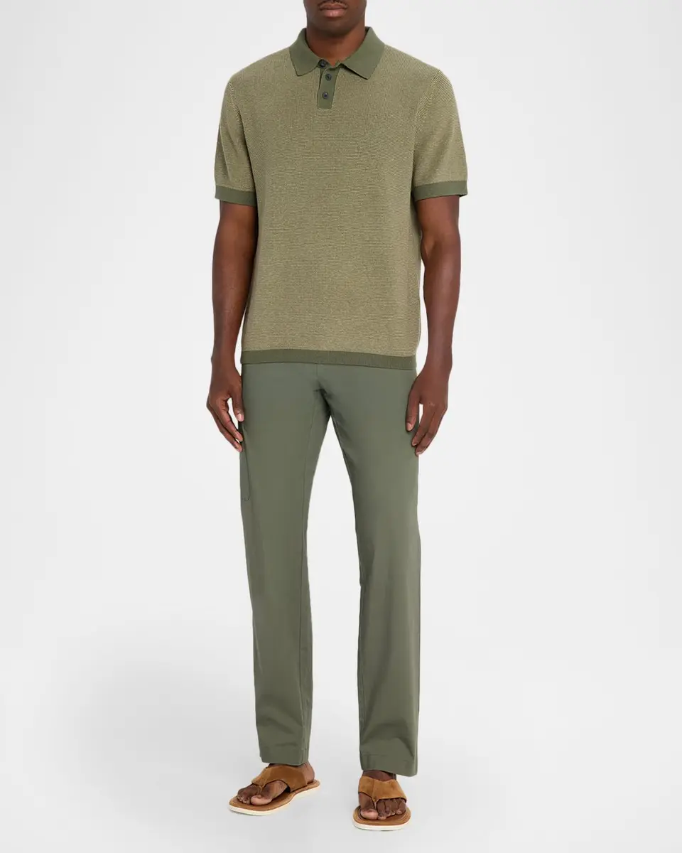 Vince Men's Cotton and Cashmere Micro-Knit Short-Sleeve Polo Sweater | Thumbnail 2 Vince Men's Cotton and Cashmere Micro-Knit Short-Sleeve Polo Sweater | Thumbnail 2