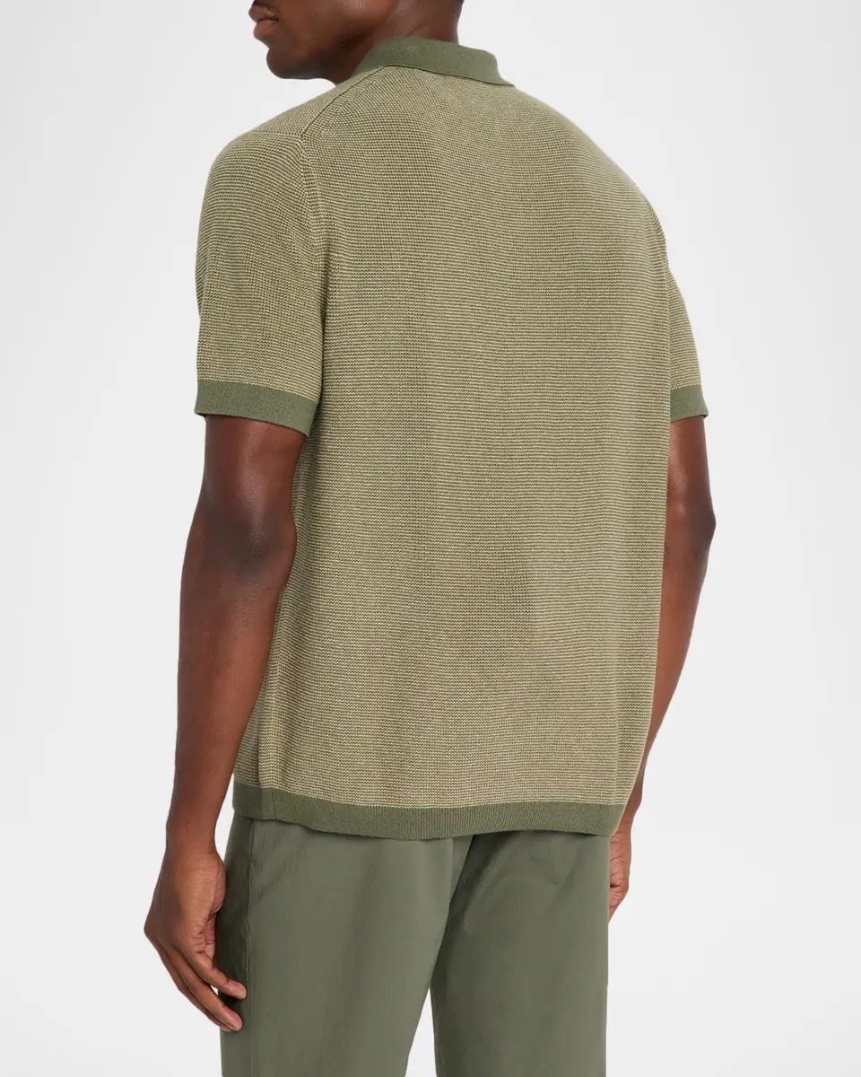 Vince Men's Cotton and Cashmere Micro-Knit Short-Sleeve Polo Sweater | Thumbnail 3 Vince Men's Cotton and Cashmere Micro-Knit Short-Sleeve Polo Sweater | Thumbnail 3