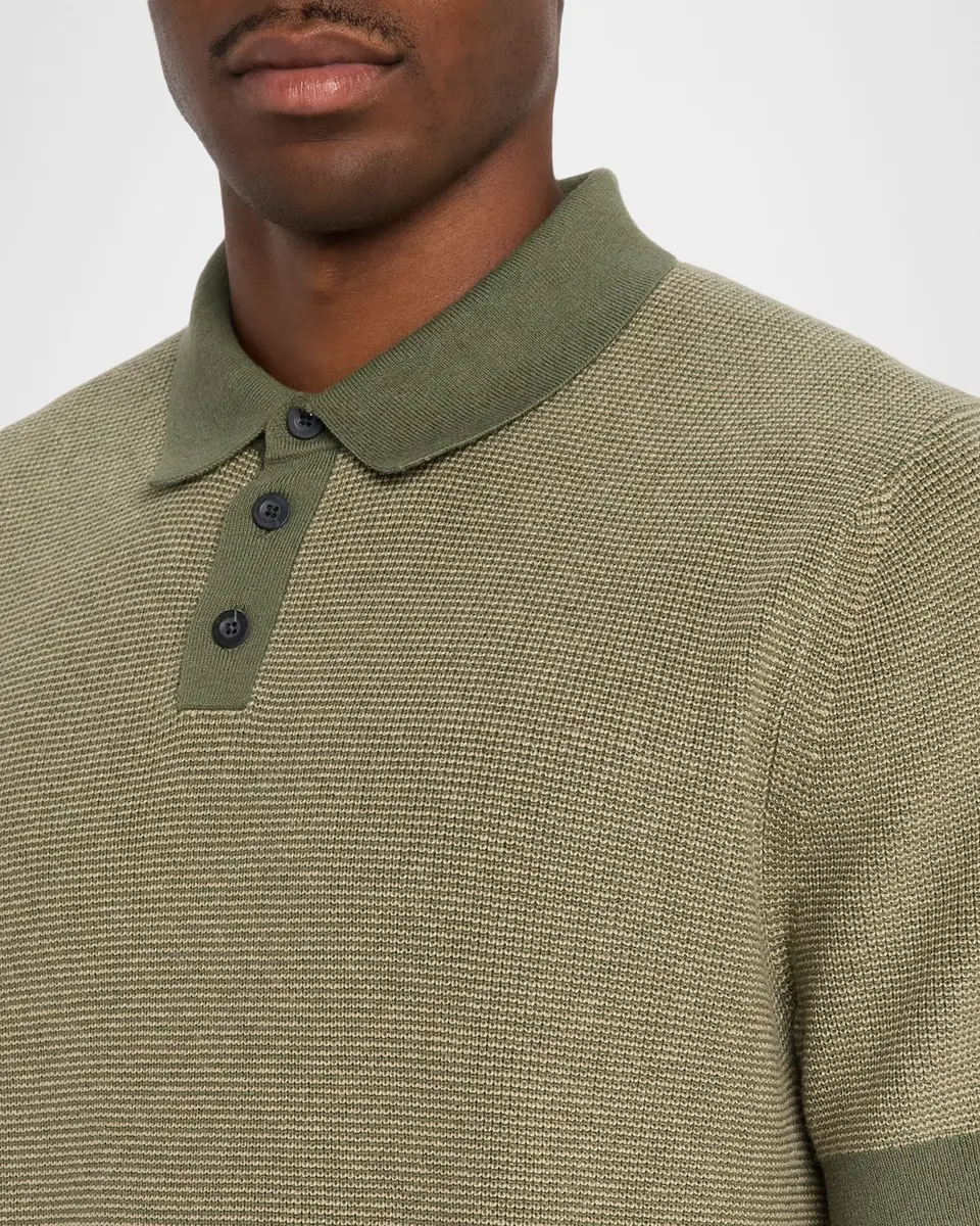 Vince Men's Cotton and Cashmere Micro-Knit Short-Sleeve Polo Sweater | Thumbnail 5 Vince Men's Cotton and Cashmere Micro-Knit Short-Sleeve Polo Sweater | Thumbnail 5