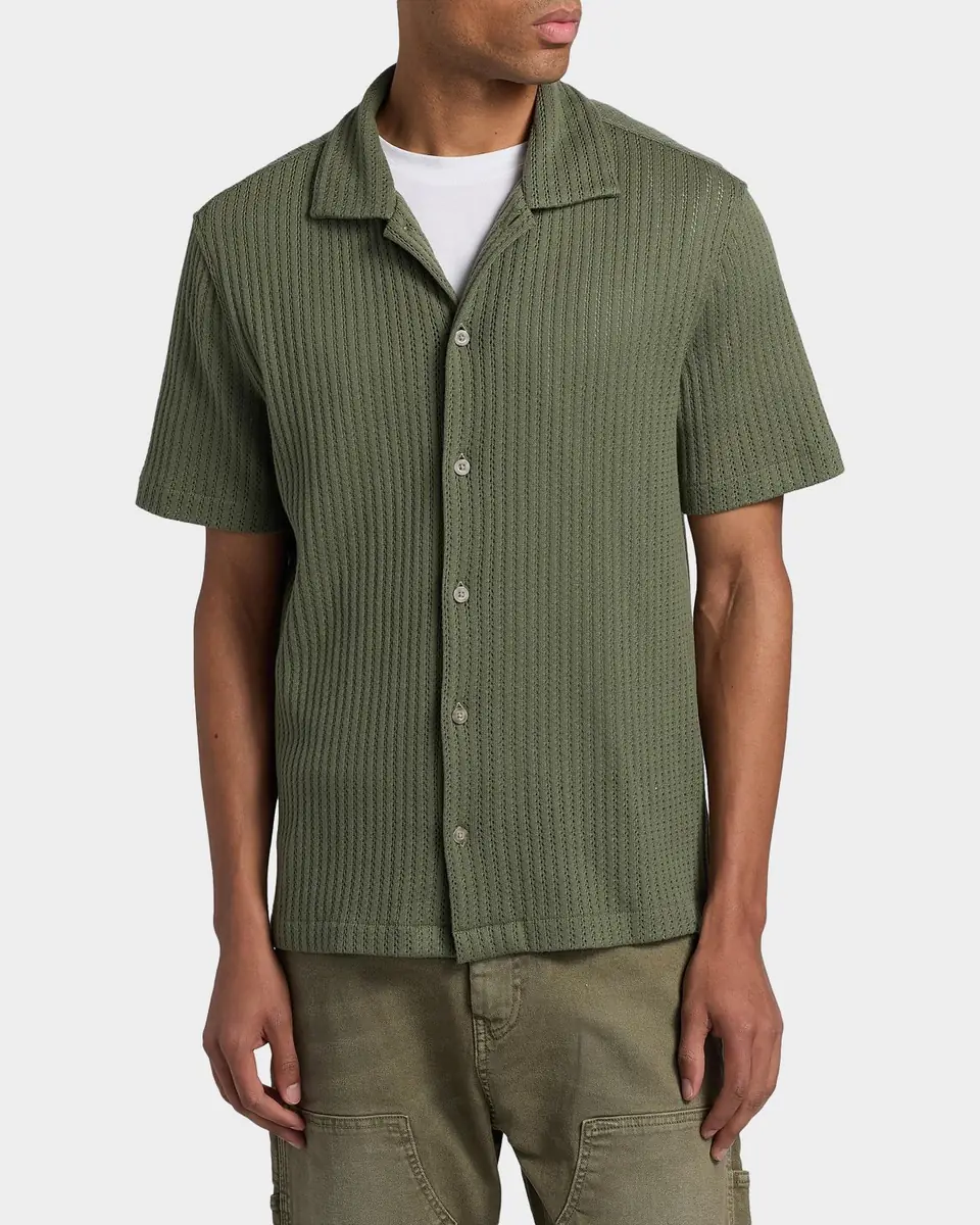 Vince Men's Pointelle Short-Sleeve Shirt | Thumbnail 3 Vince Men's Pointelle Short-Sleeve Shirt | Thumbnail 3