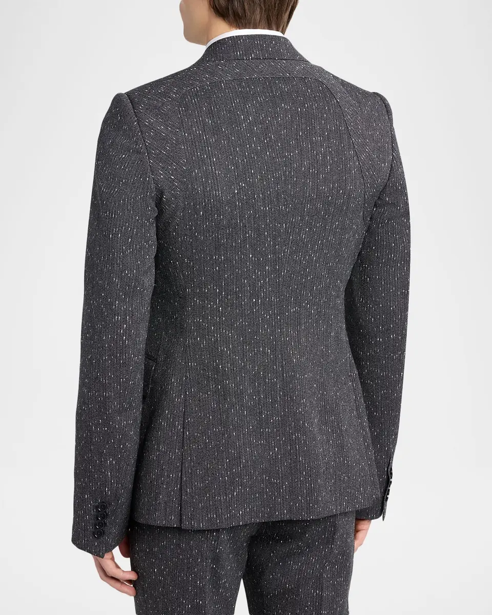 Alexander McQueen Men's Wool Flecked Pinstripe Harness Single-Breasted Blazer | Thumbnail 2 Alexander McQueen Men's Wool Flecked Pinstripe Harness Single-Breasted Blazer | Thumbnail 2