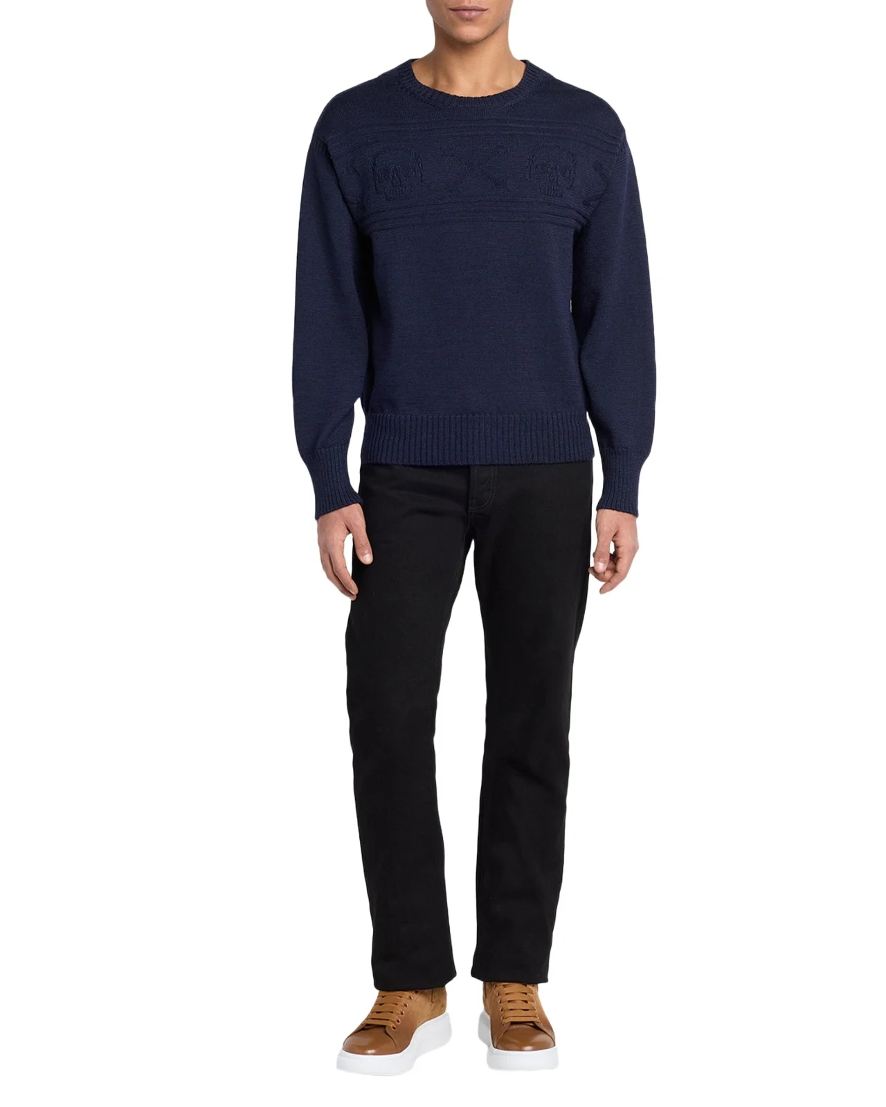 Men's Wool Skull-Textured Crewneck Sweater Men's Wool Skull-Textured Crewneck Sweater