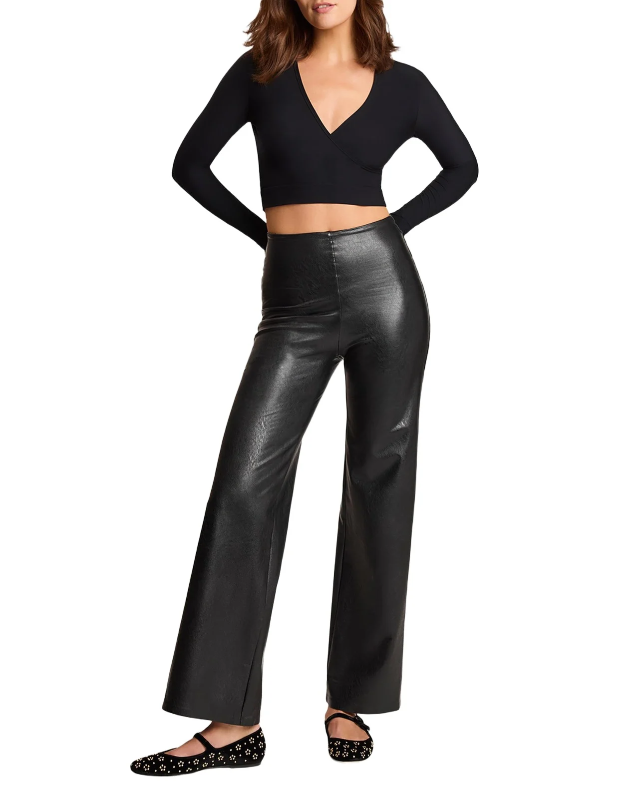 Faux Leather Wide-Leg Pants Faux Leather Wide-Leg Pants
