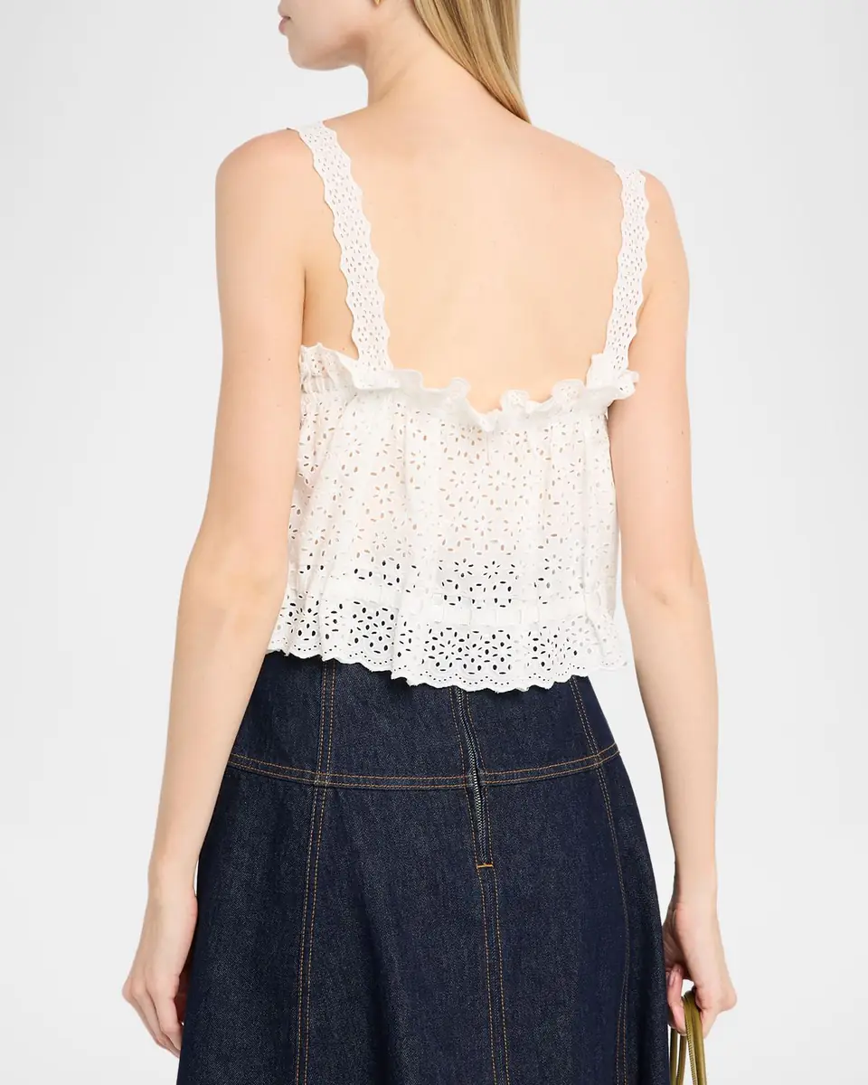 Ulla Johnson Isola Embroidered Eyelet Cotton Top | Thumbnail 2