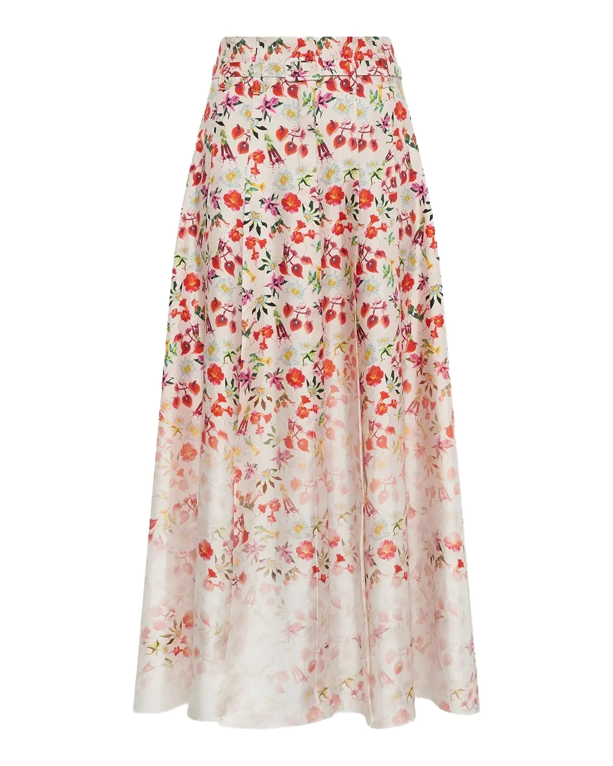 Dugald Degrade Floral Silk Pleated Midi Skirt With Belt Dugald Degrade Floral Silk Pleated Midi Skirt With Belt