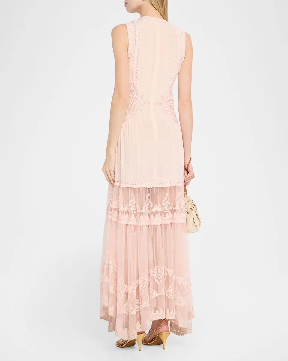 Ulla Johnson Floral Lace Silk Crepe De Chine Gown | Thumbnail 2