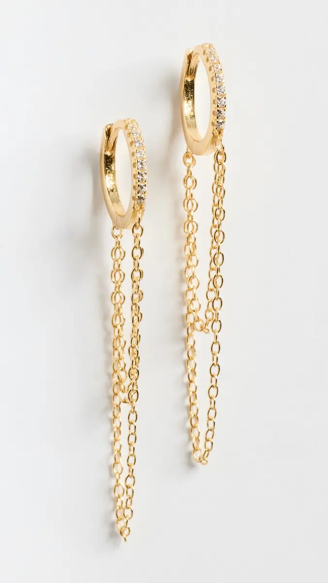 Shashi Pave Chain Huggies | Thumbnail 2