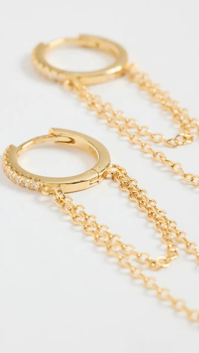 Shashi Pave Chain Huggies | Thumbnail 4