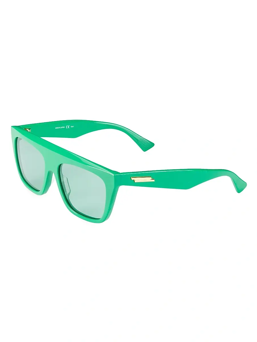 Bottega Veneta Men's 57MM Flat-Top Mask Sunglasses - Green Green Green | Image 1 Bottega Veneta Men's 57MM Flat-Top Mask Sunglasses - Green Green Green | Image 1