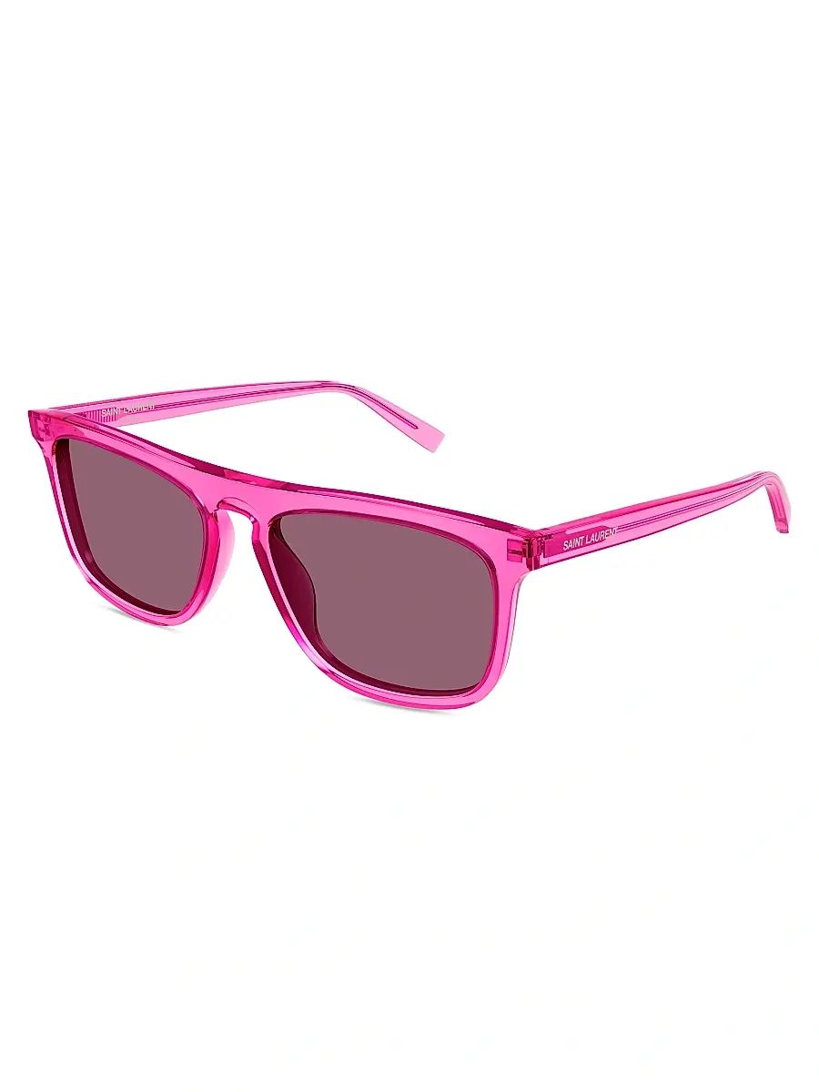Saint Laurent Men's Essential 56MM Acetate Pilot Sunglasses - Fuchsia | Image 1 Saint Laurent Men's Essential 56MM Acetate Pilot Sunglasses - Fuchsia | Image 1