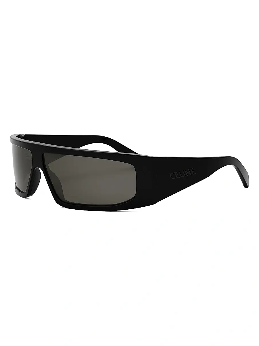 Celine Men's Bold 3 Dots 69MM Mask Sunglasses - Shiny Black Smoke | Image 1 Celine Men's Bold 3 Dots 69MM Mask Sunglasses - Shiny Black Smoke | Image 1