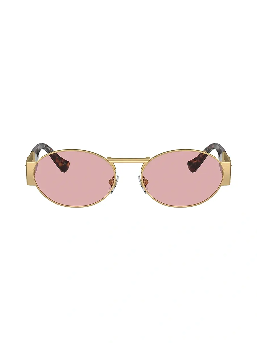Versace Men's 56MM Oval Sunglasses - Matte Gold Pink | Image 1 Versace Men's 56MM Oval Sunglasses - Matte Gold Pink | Image 1