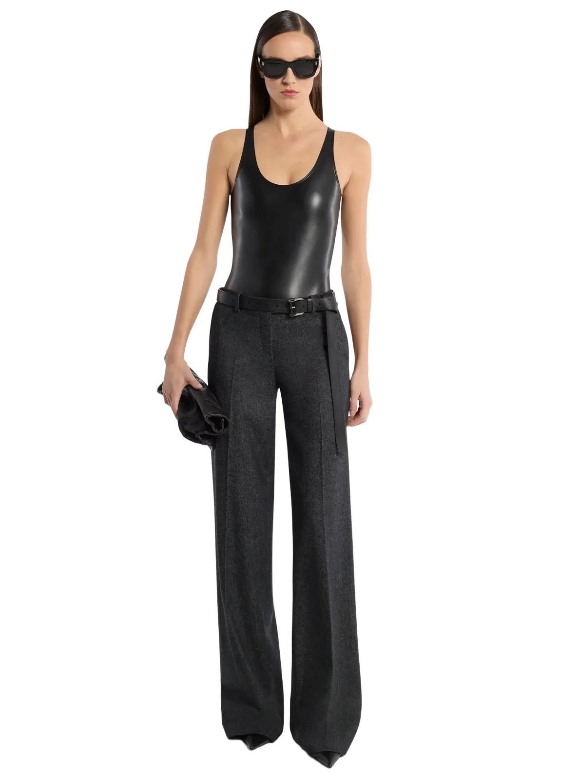 Camilla Wool Denim Wide-Leg Trousers in Black Camilla Wool Denim Wide-Leg Trousers in Black