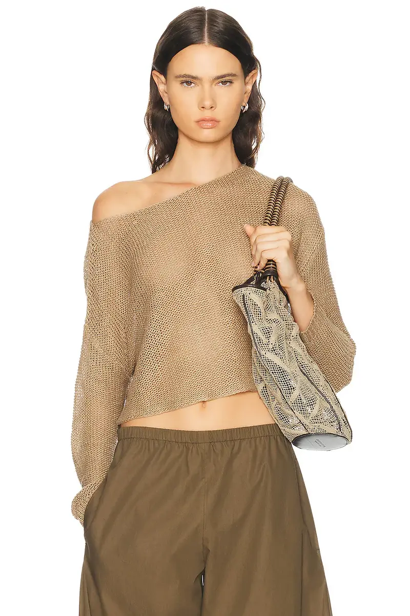 Enza Costa Linen Open Bateau Sweater | Image 1 Enza Costa Linen Open Bateau Sweater | Image 1