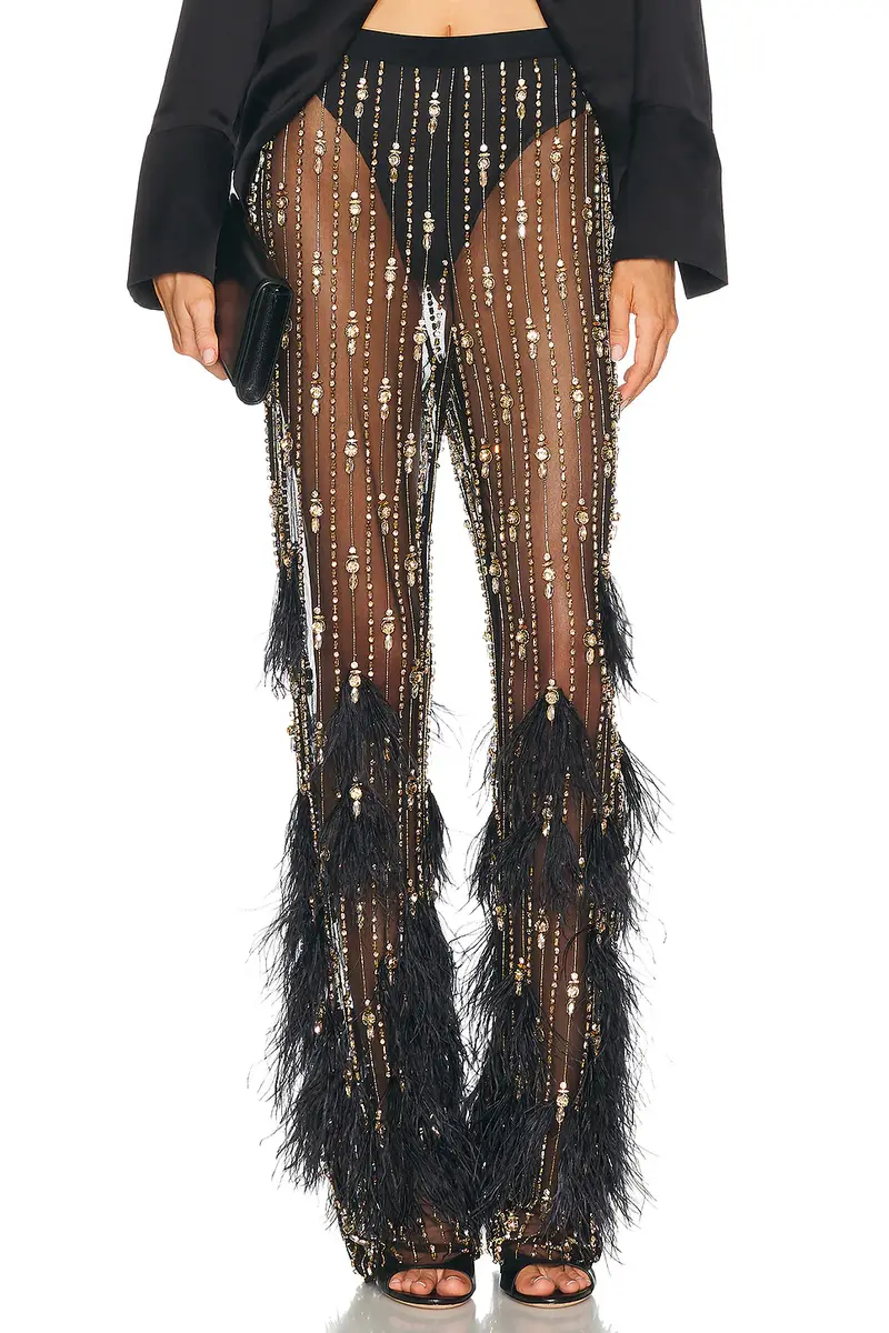 Lapointe Deco Stripe Embroidery Flare Pant | Image 1 Lapointe Deco Stripe Embroidery Flare Pant | Image 1