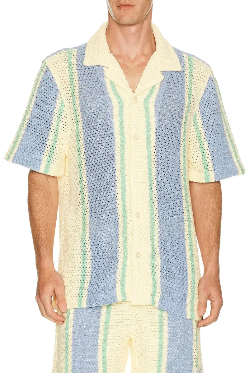Short Sleeve Knit Stripe Shirt