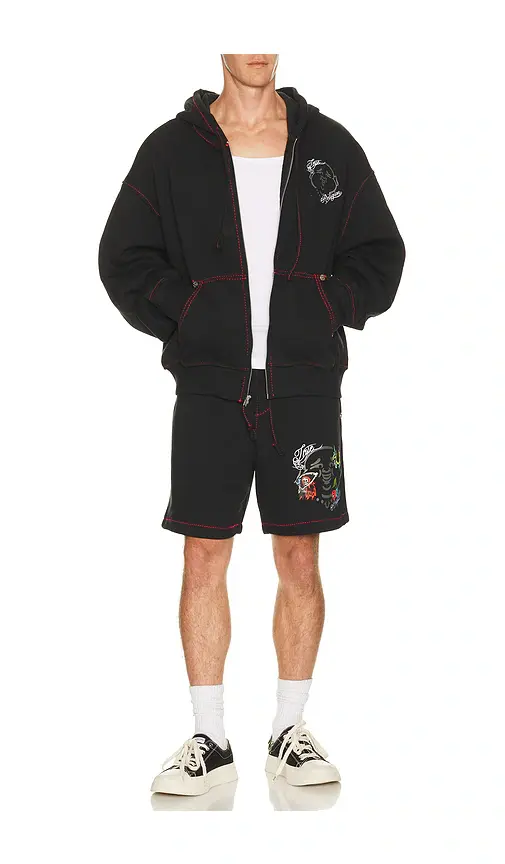 True Religion Buddha Face Big T Fleece Shorts | Thumbnail 3 True Religion Buddha Face Big T Fleece Shorts | Thumbnail 3