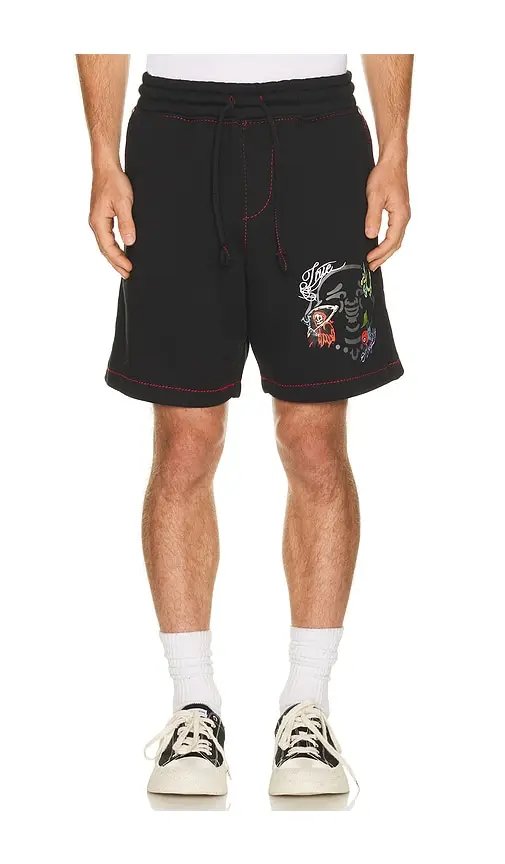 True Religion Buddha Face Big T Fleece Shorts | Image 1 True Religion Buddha Face Big T Fleece Shorts | Image 1