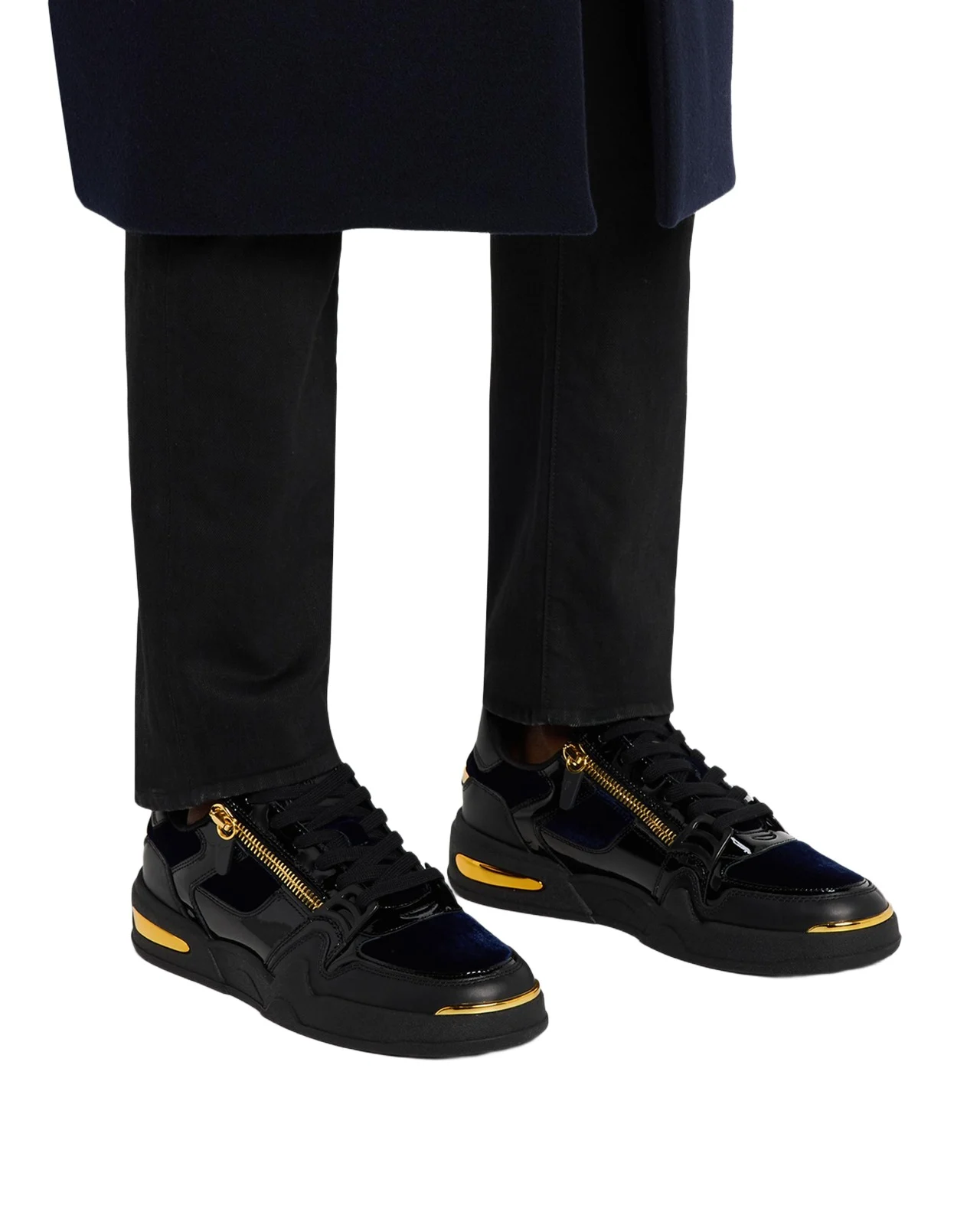 Giuseppe Zanotti Men's Ghost Velvet and Leather Fashion Sneakers