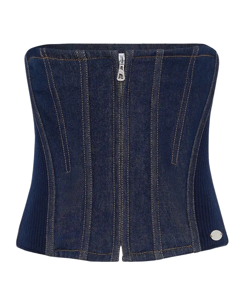 Jean Paul Gaultier Zip-Front Denim Corset | Image 1 Jean Paul Gaultier Zip-Front Denim Corset | Image 1