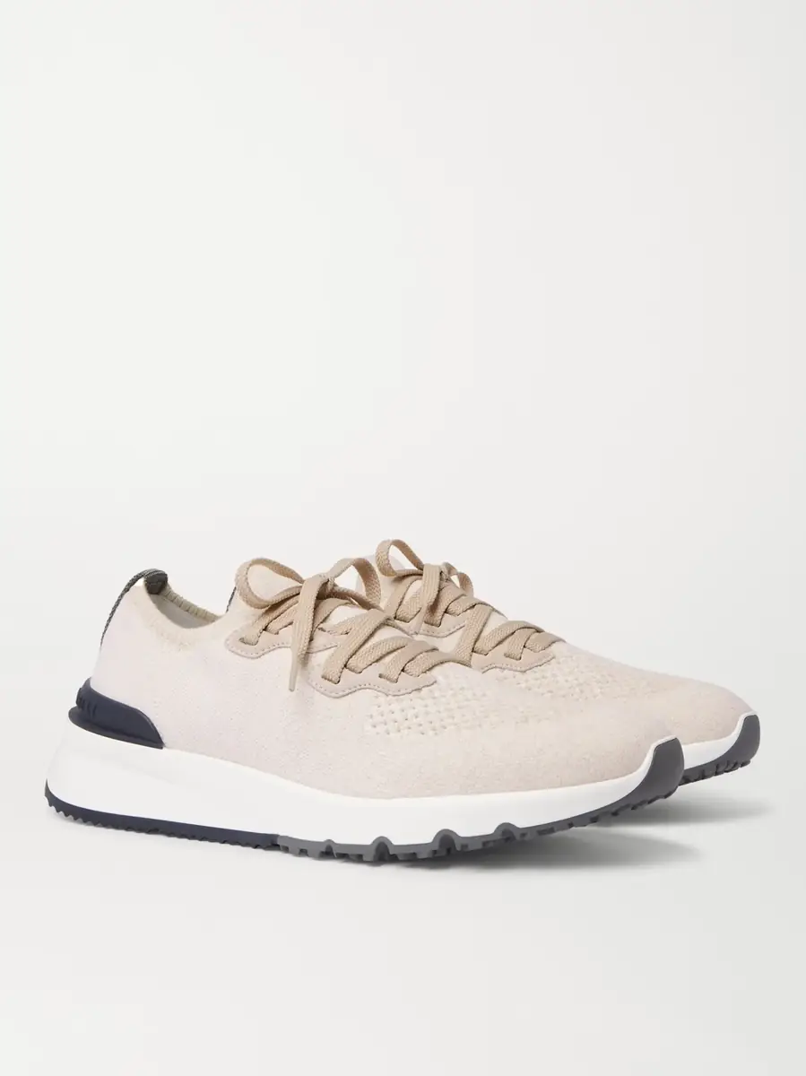 Brunello Cucinelli Suede-Trimmed Stretch-Knit Sneakers | Thumbnail 3 Brunello Cucinelli Suede-Trimmed Stretch-Knit Sneakers | Thumbnail 3
