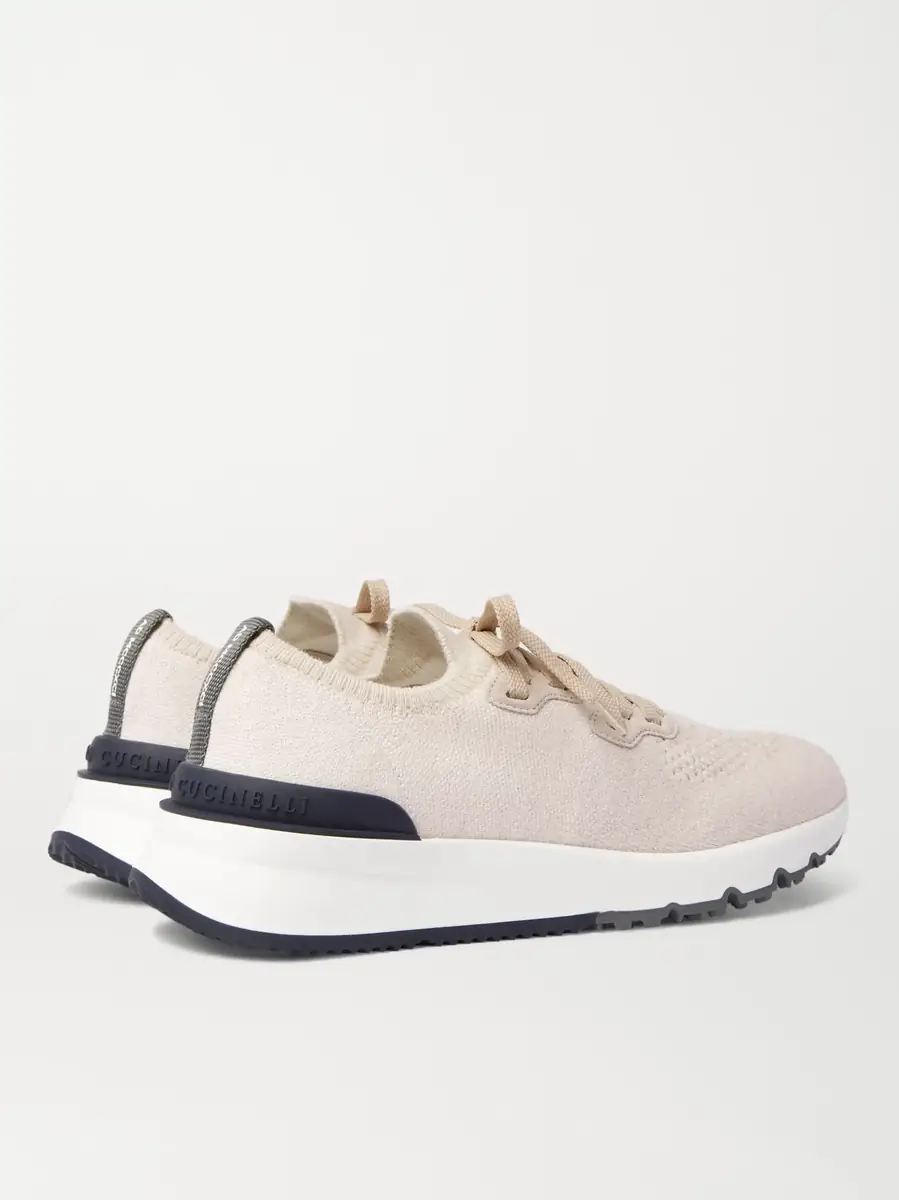 Brunello Cucinelli Suede-Trimmed Stretch-Knit Sneakers | Thumbnail 4 Brunello Cucinelli Suede-Trimmed Stretch-Knit Sneakers | Thumbnail 4