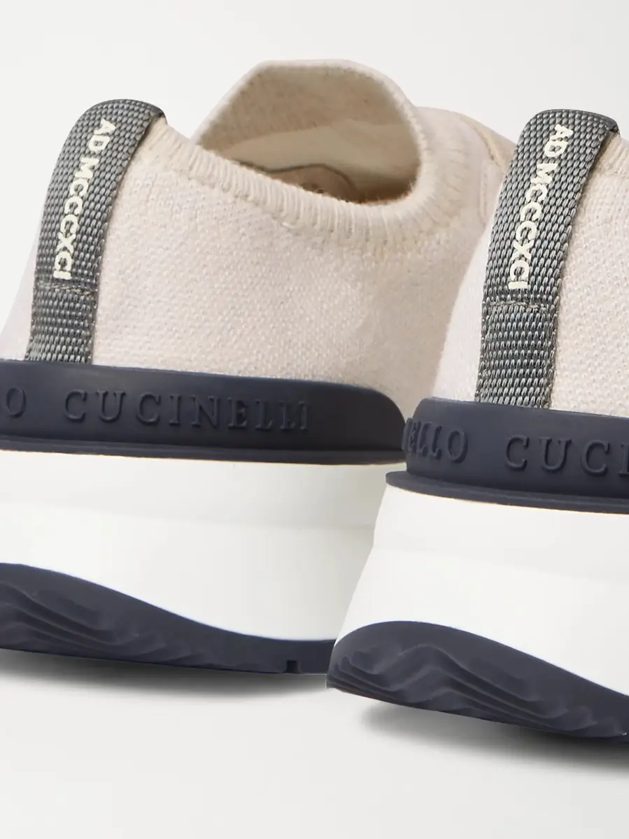 Brunello Cucinelli Suede-Trimmed Stretch-Knit Sneakers | Thumbnail 5 Brunello Cucinelli Suede-Trimmed Stretch-Knit Sneakers | Thumbnail 5
