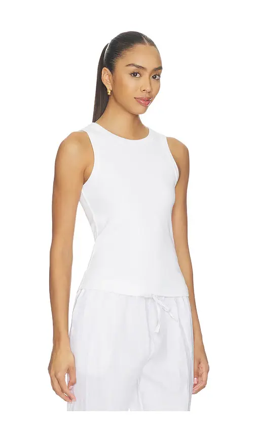 perfectwhitetee Daphne Structured Rib High Neck Tank | Thumbnail 2