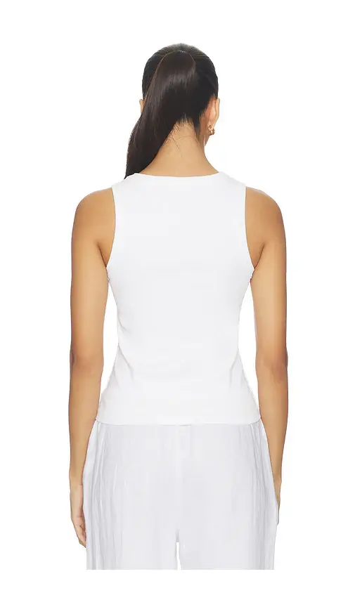perfectwhitetee Daphne Structured Rib High Neck Tank | Thumbnail 3