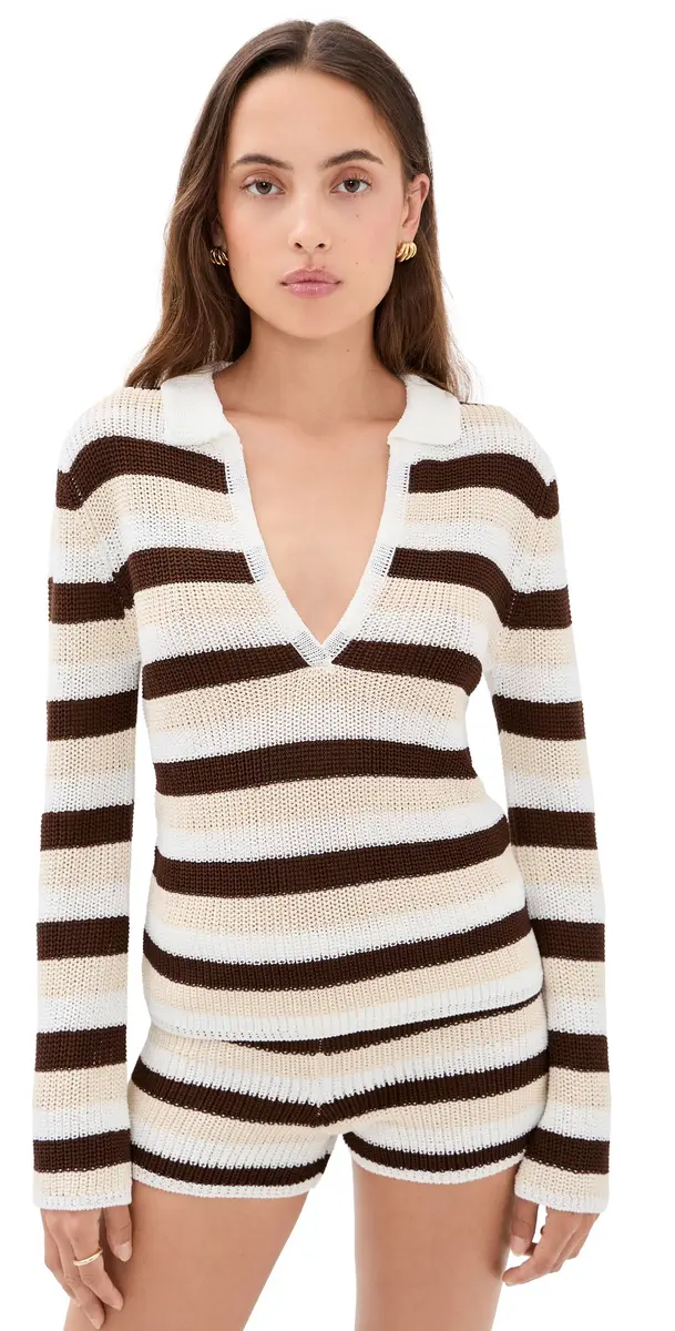 SEVEN WONDERS Benson Knit Top Chocolate/White L | Image 1 SEVEN WONDERS Benson Knit Top Chocolate/White L | Image 1