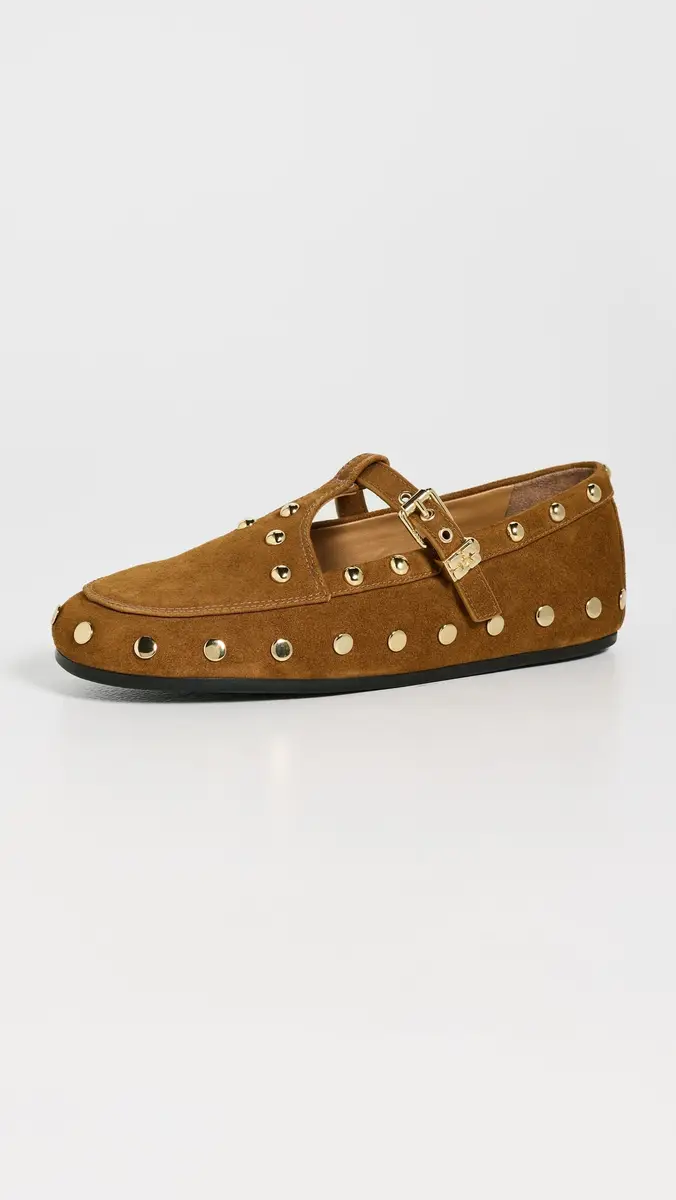 Ganni Mary Jenny Studs Suede Flats | Thumbnail 2 Ganni Mary Jenny Studs Suede Flats | Thumbnail 2