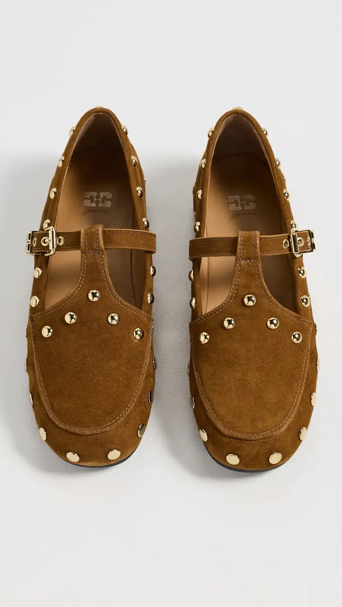 Ganni Mary Jenny Studs Suede Flats | Thumbnail 5 Ganni Mary Jenny Studs Suede Flats | Thumbnail 5