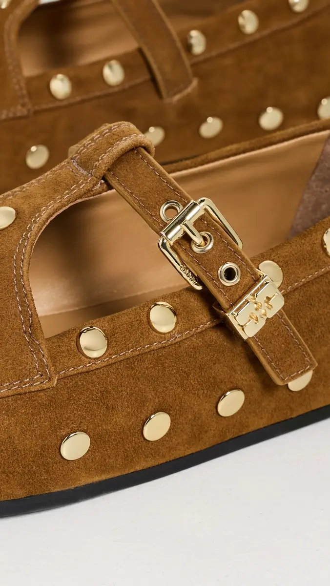 Ganni Mary Jenny Studs Suede Flats | Thumbnail 6 Ganni Mary Jenny Studs Suede Flats | Thumbnail 6