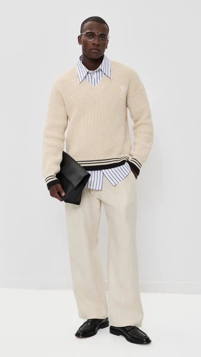 AMI Ribbed V Neck Sweater | Thumbnail 5