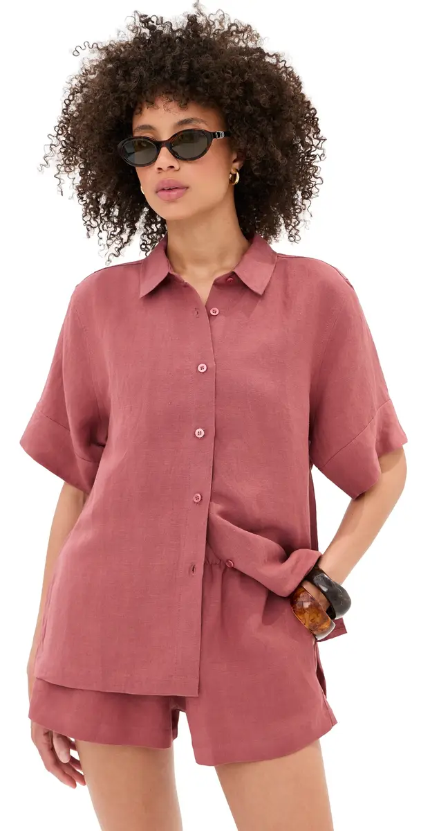 LE BOP Leila Button Down Shirt Marsala S | Image 1 LE BOP Leila Button Down Shirt Marsala S | Image 1