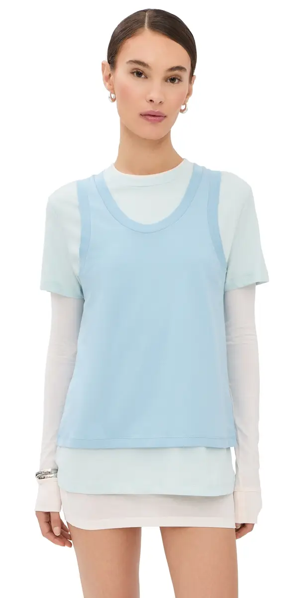 WARDROBE.NYC WARDROBE. NYC ayered Tee Mini Dress Dove/Vapor/Powder | Image 1 WARDROBE.NYC WARDROBE. NYC ayered Tee Mini Dress Dove/Vapor/Powder | Image 1