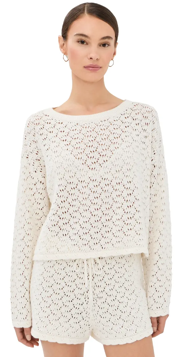 Sablyn Rosie Cropped Pullover Gardenia | Image 1 Sablyn Rosie Cropped Pullover Gardenia | Image 1
