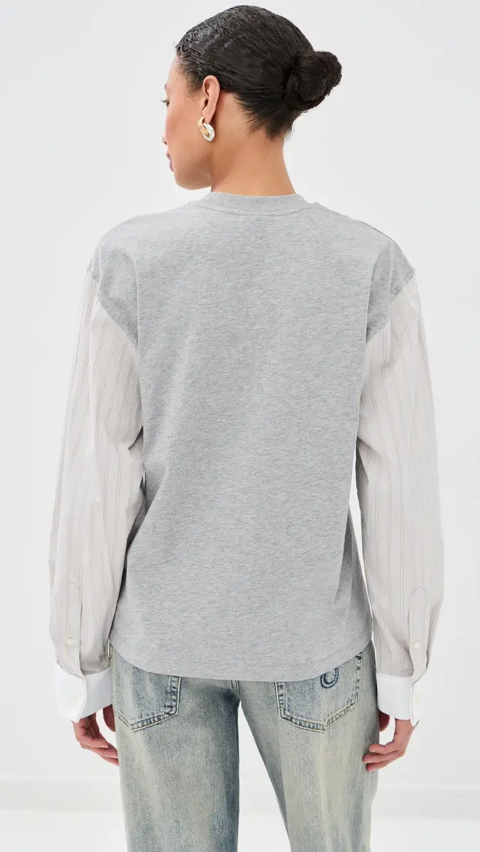 Meryll Rogge T-Shirt with Shirting Sleeves Grey Multi | Thumbnail 4 Meryll Rogge T-Shirt with Shirting Sleeves Grey Multi | Thumbnail 4