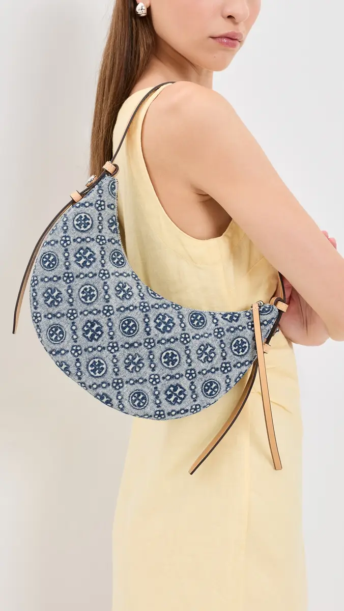 Tory Burch Romy Denim Half Moon Bag | Thumbnail 3 Tory Burch Romy Denim Half Moon Bag | Thumbnail 3