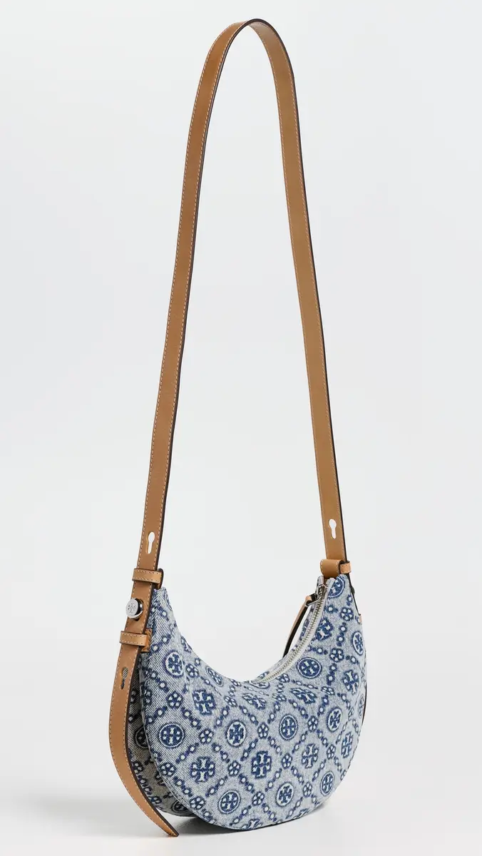 Tory Burch Romy Denim Half Moon Bag | Thumbnail 4 Tory Burch Romy Denim Half Moon Bag | Thumbnail 4