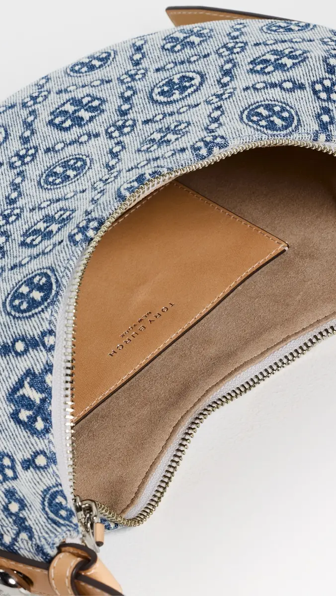 Tory Burch Romy Denim Half Moon Bag | Thumbnail 6 Tory Burch Romy Denim Half Moon Bag | Thumbnail 6