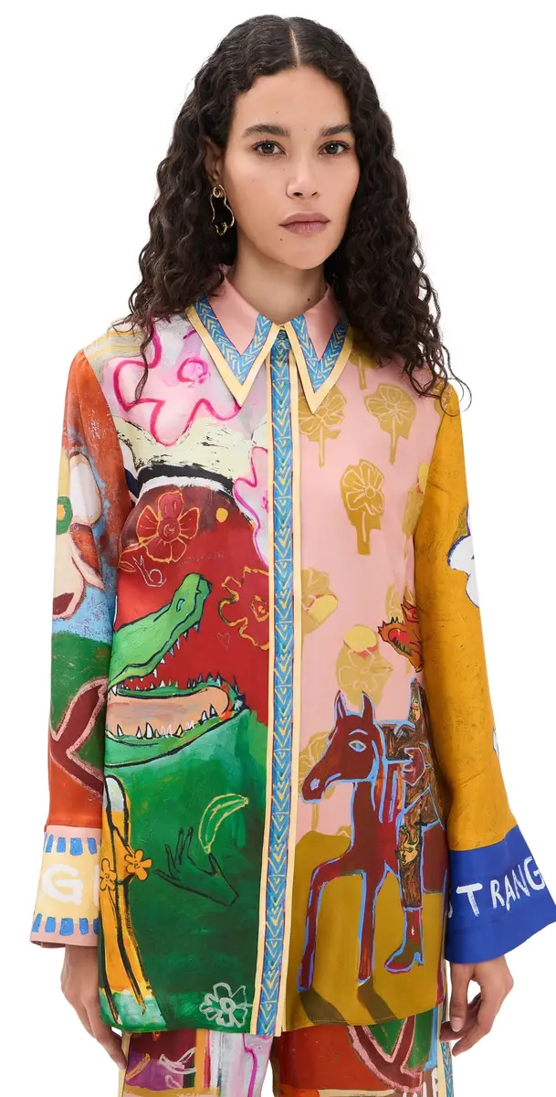 ALÉMAIS Mlak Silk Button Down Shirt Multi | Image 1 ALÉMAIS Mlak Silk Button Down Shirt Multi | Image 1