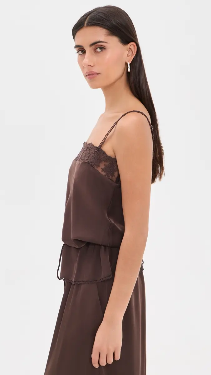 Bardot Bonita Satin Lace Trim Top | Thumbnail 4