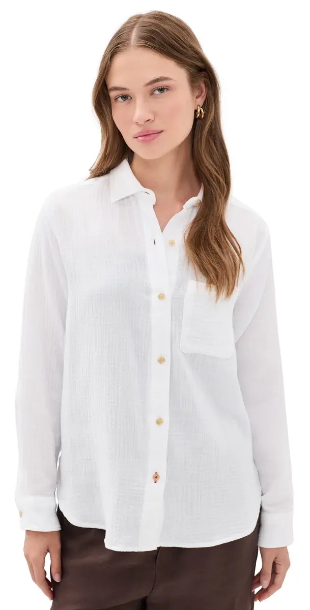 Marine Layer Jane Relaxed Double Cloth Shirt White | Image 1 Marine Layer Jane Relaxed Double Cloth Shirt White | Image 1
