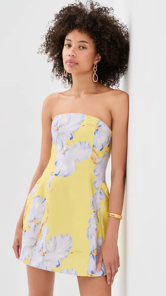 BARDOT Karoline Hour Glass Mini Dress Yellow Floral | Thumbnail 2
