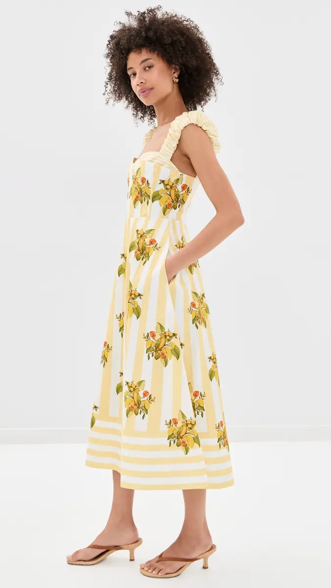 Farm Rio Lemon Birds Multicolor Cropped Dress | Thumbnail 4 Farm Rio Lemon Birds Multicolor Cropped Dress | Thumbnail 4