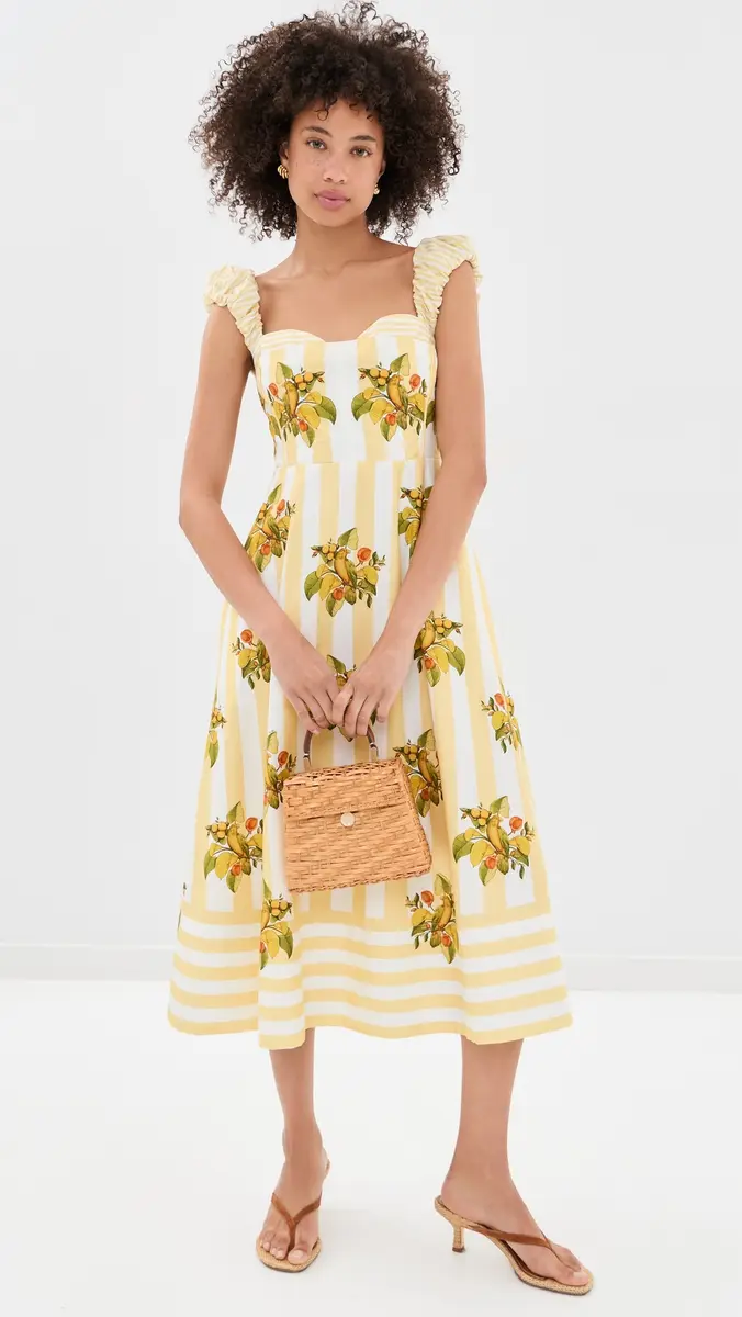 Farm Rio Lemon Birds Multicolor Cropped Dress | Thumbnail 5 Farm Rio Lemon Birds Multicolor Cropped Dress | Thumbnail 5