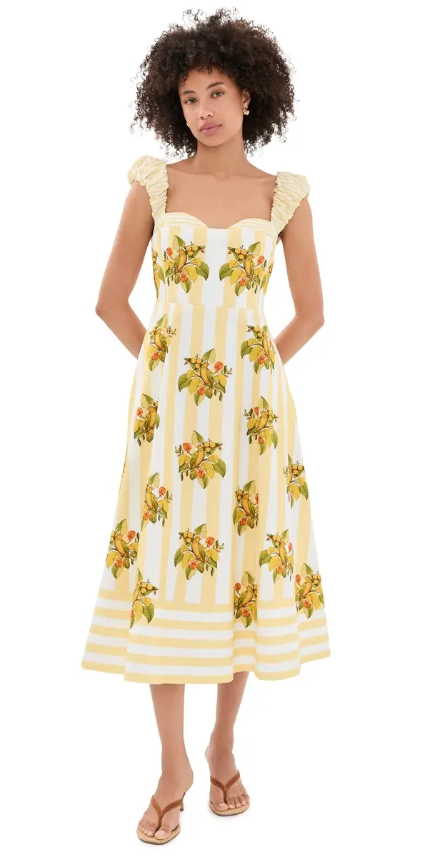 Farm Rio Lemon Birds Multicolor Cropped Dress | Image 1 Farm Rio Lemon Birds Multicolor Cropped Dress | Image 1