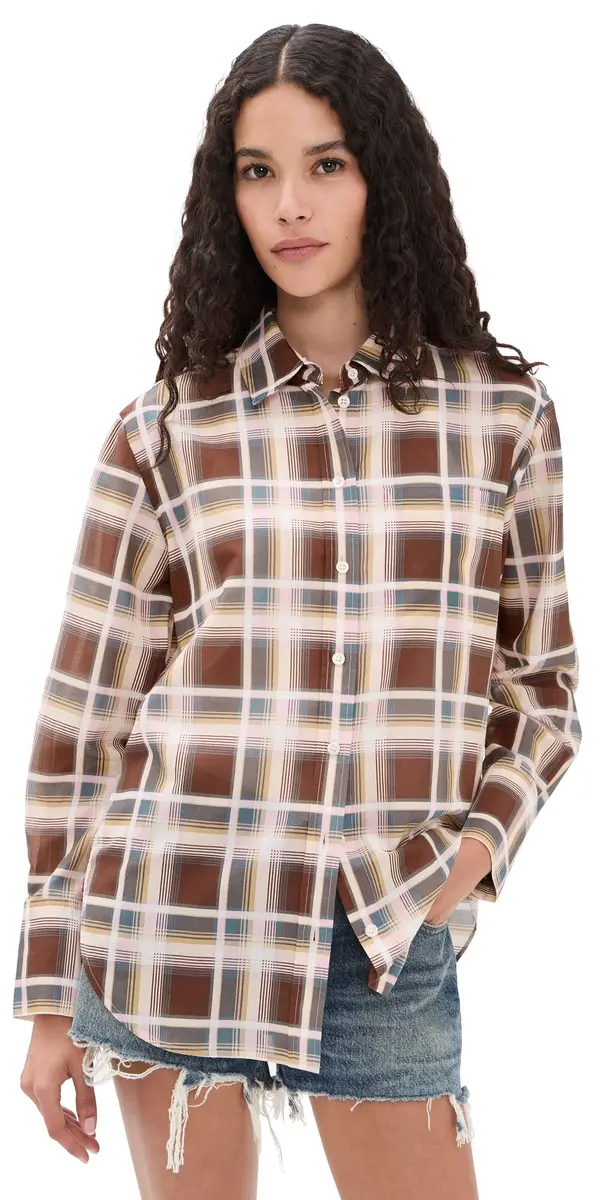FRAME The Boy Shirt ilver Peony Plaid | Image 1 FRAME The Boy Shirt ilver Peony Plaid | Image 1