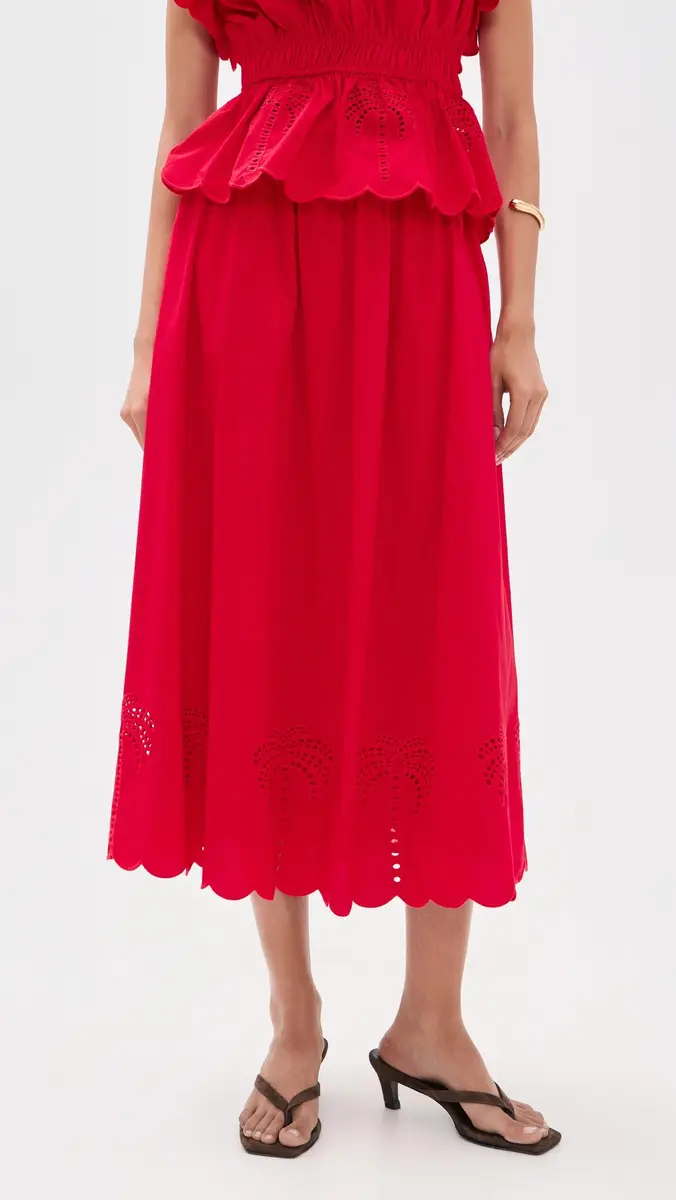 English Factory Embroidered High Waist Midi Skirt | Thumbnail 2 English Factory Embroidered High Waist Midi Skirt | Thumbnail 2
